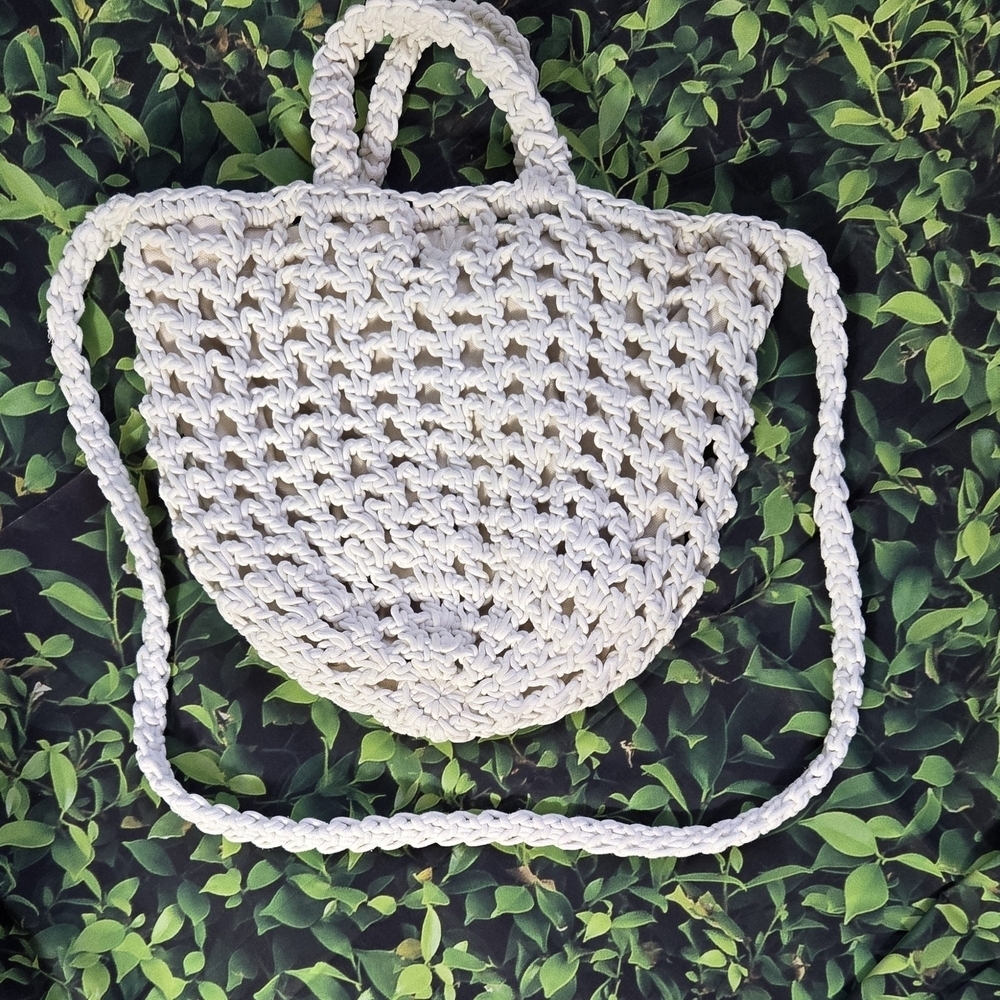 Madewell Cream Crochet Tote Bag - Picture 1 of 4